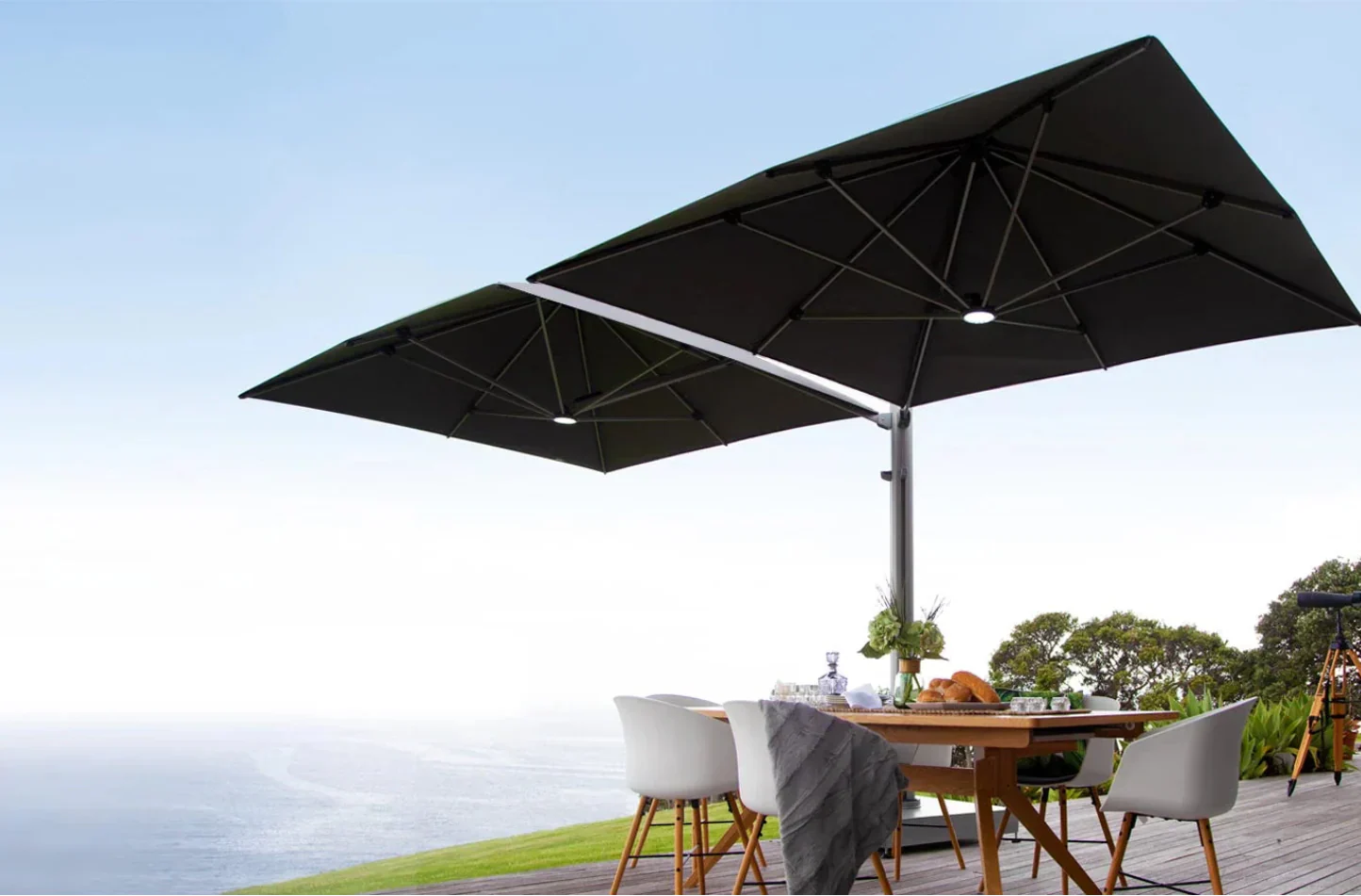 Cantilever Umbrella with LED Lights for Outdoor Spaces