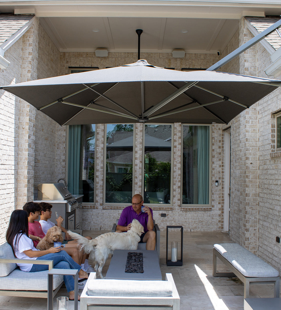 Creating connection at home with cantilever umbrellas