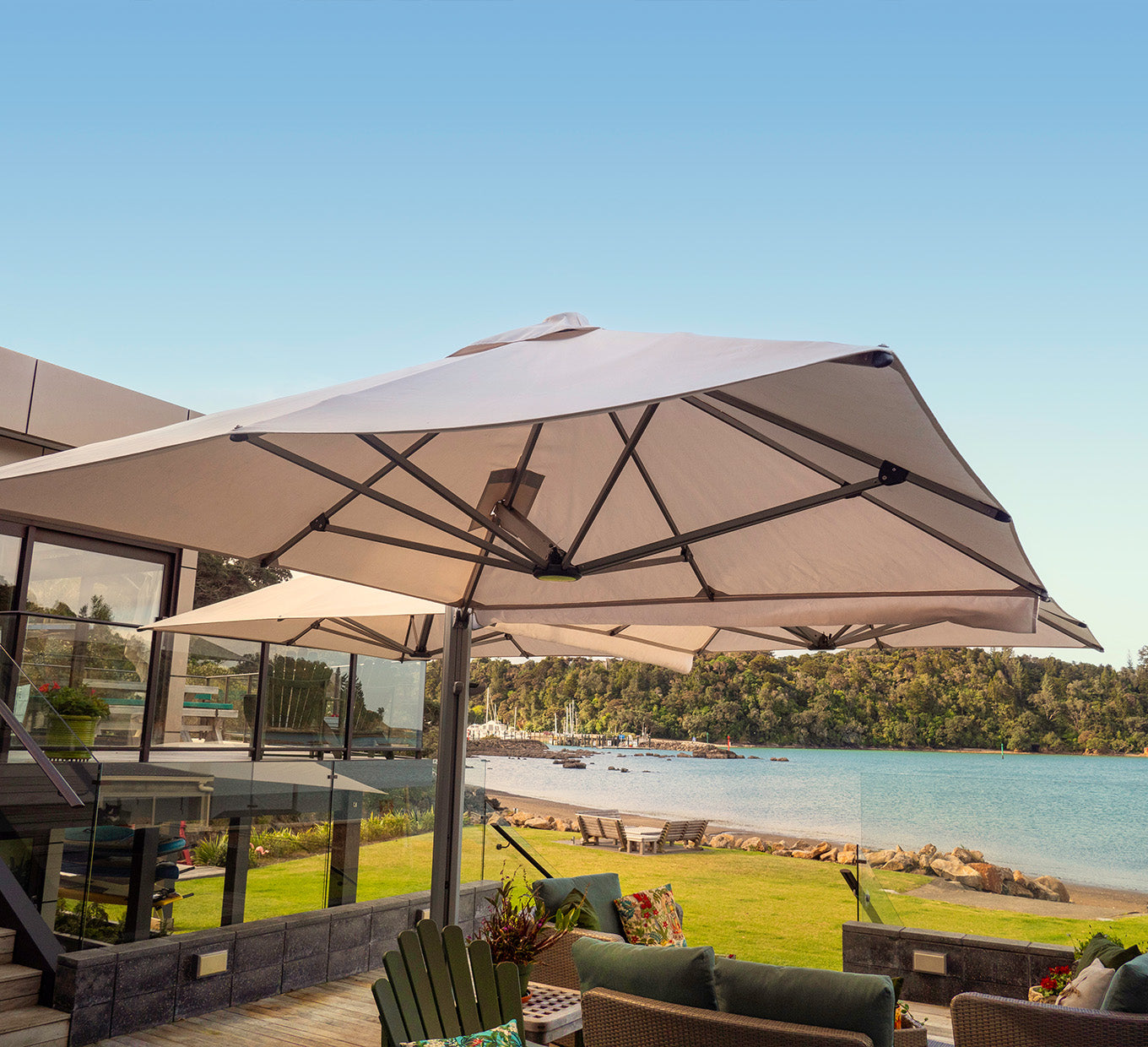 best patio shade umbrellas SUPERJARE 13FT Outdoor Umbrella for Patio, Double sided Pool with Fade Resistant Canopy, Large Table Umbrella for Deck, Market, Backyard Designed for wide Outdoor Umbrellas for Homes and